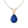 thumbnail image 1 of Angara Natural 1.15 ct Blue Sapphire V-Bale Pendant Necklace in 14K Rose Gold for Women - Pear Shape Blue Sapphire Pendant Necklace, 1 of 9