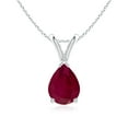 thumbnail image 1 of ANGARA Natural V-Bale Pear-Shaped 1.15 ct Ruby Solitaire Pendant in 14K White Gold for Women (Size-8x6mm) | July Birthstone, Birthday, Anniversary, Jewelry Gift for Women | Natural Ruby Necklace, 1 of 8