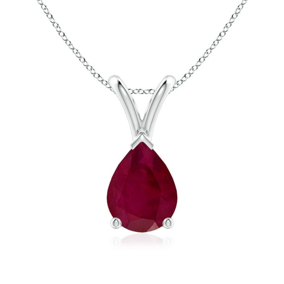 ANGARA Natural V-Bale Pear-Shaped 1.15 ct Ruby Solitaire Pendant in 925 Sterling Silver for Women (Size-8x6mm) | July Birthstone, Birthday, Anniversary, Jewelry Gift for Women | Natural Ruby Necklace