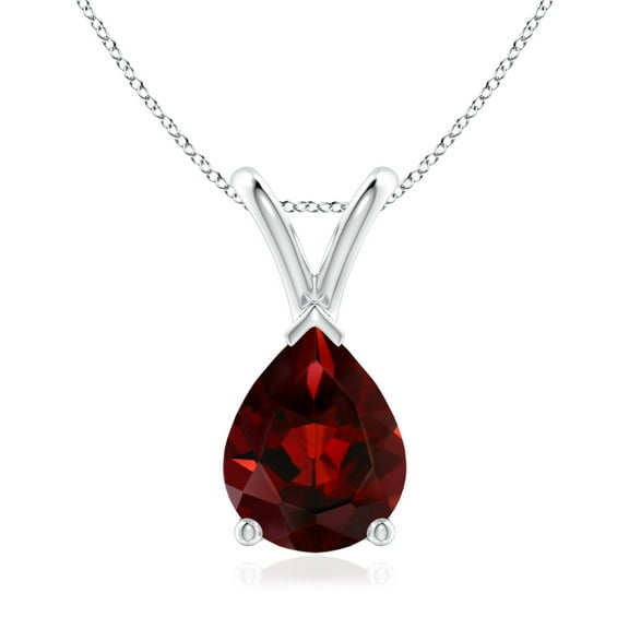 ANGARA Natural V-Bale Pear-Shaped 1.8 ct Garnet Solitaire Pendant in 925 Sterling Silver for Women (Size-9x7mm) | January Birthstone, Anniversary, Jewelry Gift for Women | Natural Garnet Necklace
