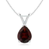 ANGARA Natural V-Bale Pear-Shaped 1.8 ct Garnet Solitaire Pendant in 925 Sterling Silver for Women (Size-9x7mm) | January Birthstone, Anniversary, Jewelry Gift for Women | Natural Garnet Necklace