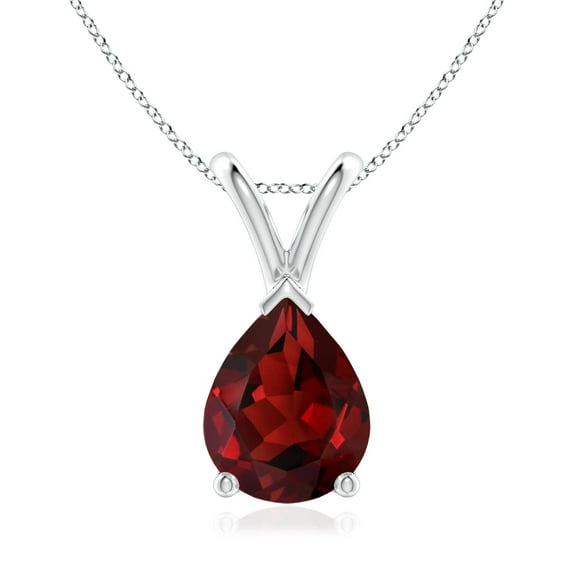 ANGARA Natural V-Bale Pear-Shaped 1.8 ct Garnet Solitaire Pendant in Platinum for Women (Size-9x7mm) | January Birthstone, Birthday, Anniversary, Jewelry Gift for Women | Natural Garnet Necklace