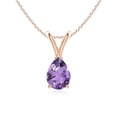 thumbnail image 1 of ANGARA Natural V-Bale Pear-Shaped Amethyst Solitaire Pendant in 14K Rose Gold for Women (Size-7x5mm) | February Birthstone, Birthday, Anniversary, Jewelry Gift for Women | Natural Amethyst Necklace, 1 of 9