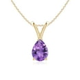 thumbnail image 1 of ANGARA Natural V-Bale Pear-Shaped Amethyst Solitaire Pendant in 14K Yellow Gold for Women (Size-7x5mm) | February Birthstone, Birthday, Anniversary, Jewelry Gift for Women | Natural Amethyst Necklace, 1 of 8