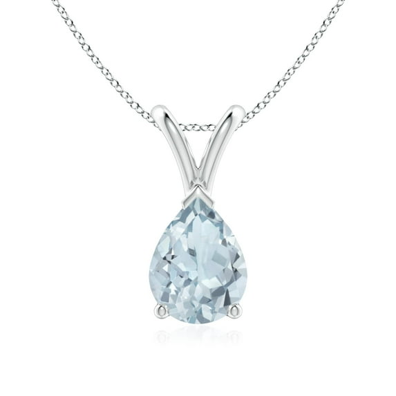 Angara Natural Aquamarine Necklace in 925 Sterling Silver for Women (Size-8x6mm) - March Birthstone Jewelry | Natural Aquamarine Pendant Necklace