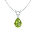 thumbnail image 1 of ANGARA Natural V-Bale Pear-Shaped Peridot Solitaire Pendant in 925 Sterling Silver for Women (Size-7x5mm) | August Birthstone, Birthday, Anniversary, Jewelry Gift for Women | Natural Peridot Necklace, 1 of 8