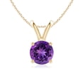 thumbnail image 1 of ANGARA Natural V-Bale Round 1.15 ct Amethyst Solitaire Pendant in 14K Yellow Gold for Women (Size-7mm) | February Birthstone, Birthday, Anniversary, Jewelry Gift for Women | Natural Amethyst Necklace, 1 of 8