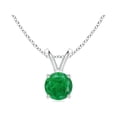 thumbnail image 1 of ANGARA Natural V-Bale Round Emerald Solitaire Pendant in 14K White Gold for Women (Size-5mm) | May Birthstone, Birthday, Anniversary, Jewelry Gift for Women | Natural Emerald Necklace, 1 of 8