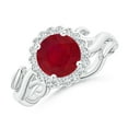 thumbnail image 1 of ANGARA Natural Vintage Inspired 1.4 ct Ruby Flower and Vine Ring in 14K White Gold for Women (Size-7mm) | July Birthstone, Birthday, Anniversary, Jewelry Gift for Women | Natural Ruby Ring, 1 of 10