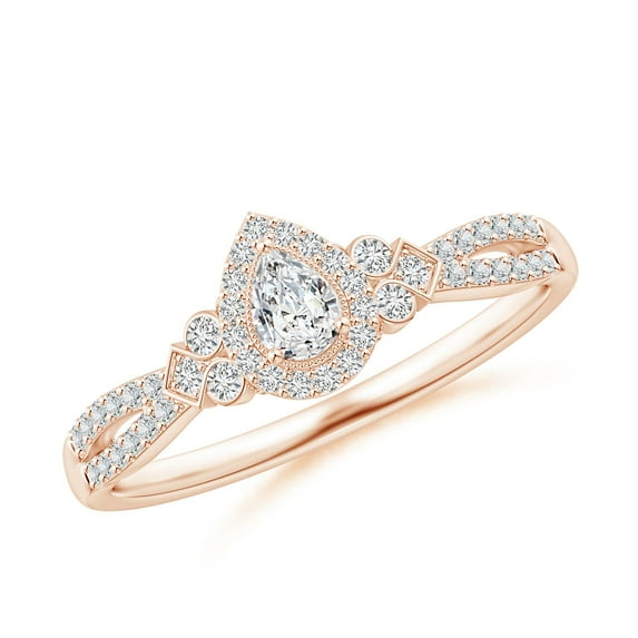 ANGARA Natural Vintage Inspired Diamond Engagement Ring in 14K Rose Gold for Women (Size-4x3mm| Color-H| Clarity-SI2) | April Birthstone, Anniversary, Jewelry Gift for Women | Natural Diamond Ring