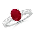 thumbnail image 1 of ANGARA Natural Vintage Inspired Oval 1.25 ct Ruby Ring with Engraved Shank in 14K White Gold for Women (Size-8x6mm) | July Birthstone Jewelry for Her, 1 of 9