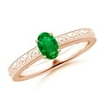 thumbnail image 1 of ANGARA Lab Grown Vintage Inspired Oval Emerald Ring with Engraved Shank for Women in 14K Rose Gold (Size-6x4mm) | May Birthstone Jewelry for Her | Lab-Grown Emerald Engagement Ring, 1 of 9