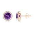 thumbnail image 1 of ANGARA Natural Vintage-Inspired Round 1.6 ct Amethyst Halo Stud Earrings in 14K Rose Gold for Women (Size-6mm) | February Birthstone, Anniversary, Jewelry Gift for Women | Natural Amethyst Earrings, 1 of 7
