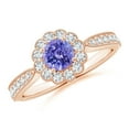 thumbnail image 1 of ANGARA Natural Vintage Inspired Tanzanite Milgrain Ring with Diamond Halo in 14K Rose Gold for Women (Size-5mm) | December Birthstone, Anniversary, Jewelry Gift for Women | Natural Tanzanite Ring, 1 of 10