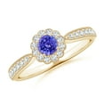 thumbnail image 1 of ANGARA Natural Vintage Inspired Tanzanite Milgrain Ring with Diamond Halo in 14K Yellow Gold for Women (Size-4mm) | December Birthstone, Anniversary, Jewelry Gift for Women | Natural Tanzanite Ring, 1 of 9