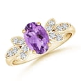 thumbnail image 1 of ANGARA Natural Vintage Style 1.15 ct Amethyst Ring with Diamond Accents in 14K Yellow Gold for Women (Size-8x6mm) | February Birthstone, Anniversary, Jewelry Gift for Women | Natural Amethyst Ring, 1 of 7