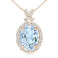 thumbnail image 1 of ANGARA Natural Vintage Style 2.2 ct Aquamarine Pendant with Diamond Halo in 14K Rose Gold for Women (Size-10x8mm) | March Birthstone, Anniversary, Jewelry Gift for Women | Natural Aquamarine Necklace, 1 of 9
