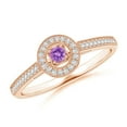 thumbnail image 1 of ANGARA Natural Vintage Style Amethyst Halo Ring with Milgrain Detailing in 14K Rose Gold for Women (Size-2.5mm) | February Birthstone, Anniversary, Jewelry Gift for Women | Natural Amethyst Ring, 1 of 10