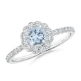 thumbnail image 1 of ANGARA Natural Vintage Style Aquamarine Flower Ring with Diamond Accents in 14K White Gold for Women (Size-5mm) | March Birthstone, Anniversary, Jewelry Gift for Women | Natural Aquamarine Ring, 1 of 7