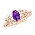 thumbnail image 1 of ANGARA Natural Vintage Style Bezel-Set Oval Amethyst Ring with Diamonds in 14K Rose Gold for Women (Size-7x5mm) | February Birthstone, Anniversary, Jewelry Gift for Women | Natural Amethyst Ring, 1 of 8