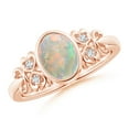 thumbnail image 1 of ANGARA Natural Vintage Style Bezel-Set Oval Opal Ring with Diamonds in 14K Rose Gold for Women (Size-8x6mm) | October Birthstone, Birthday, Anniversary, Jewelry Gift for Women | Natural Opal Ring, 1 of 10