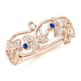 thumbnail image 1 of ANGARA Natural Vintage Style Blue Sapphire and Diamond Flower Scroll Ring in 14K Rose Gold for Women (Size-1.5mm) | September Birthstone, Anniversary, Jewelry Gift for Women | Natural Sapphire Ring, 1 of 10
