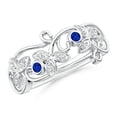 thumbnail image 1 of ANGARA Natural Vintage Style Blue Sapphire and Diamond Flower Scroll Ring in 14K White Gold for Women (Size-2mm) | September Birthstone, Anniversary, Jewelry Gift for Women | Natural Sapphire Ring, 1 of 10