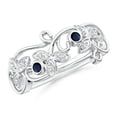 thumbnail image 1 of ANGARA Natural Vintage Style Blue Sapphire and Diamond Flower Scroll Ring in 14K White Gold for Women (Size-2mm) | September Birthstone, Anniversary, Jewelry Gift for Women | Natural Sapphire Ring, 1 of 10