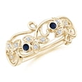 thumbnail image 1 of ANGARA Natural Vintage Style Blue Sapphire and Diamond Flower Scroll Ring in 14K Yellow Gold for Women (Size-2mm) | September Birthstone, Anniversary, Jewelry Gift for Women | Natural Sapphire Ring, 1 of 10