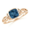 thumbnail image 1 of ANGARA Natural Vintage Style Cushion 1.1 ct London Blue Topaz Solitaire Ring in 14K Rose Gold for Women (Size-6mm) | November Birthstone Jewelry for Women | London Blue Topaz Ring (Ring Size - 8.5), 1 of 11