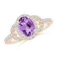 thumbnail image 1 of ANGARA Natural Vintage Style Oval 1.15 ct Amethyst Halo Ring in 14K Rose Gold for Women (Size-8x6mm) | February Birthstone, Birthday, Anniversary, Jewelry Gift for Women | Natural Amethyst Ring, 1 of 8