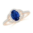 thumbnail image 1 of ANGARA Natural Vintage Style Oval Blue Sapphire Halo Ring in 14K Rose Gold for Women (Size-7x5mm) | September Birthstone, Birthday, Anniversary, Jewelry Gift for Women | Natural Blue Sapphire Ring, 1 of 8