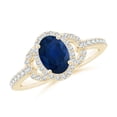 thumbnail image 1 of ANGARA Natural Vintage Style Oval Blue Sapphire Halo Ring in 14K Yellow Gold for Women (Size-7x5mm) | September Birthstone, Birthday, Anniversary, Jewelry Gift for Women | Natural Blue Sapphire Ring, 1 of 8