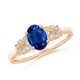 thumbnail image 1 of ANGARA Natural Vintage Style Oval Sapphire Ring with Diamonds in 14K Rose Gold for Women (Size-7x5mm) | September Birthstone, Anniversary, Jewelry Gift for Women | Natural Blue Sapphire Ring, 1 of 9