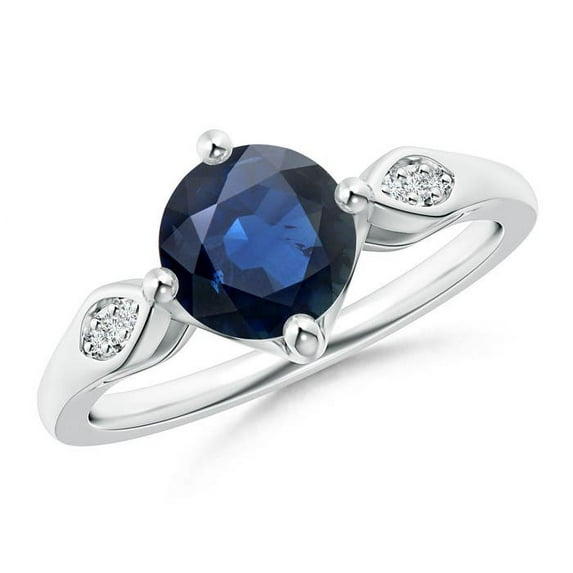 ANGARA Natural Vintage Style Round 1.6 ct Blue Sapphire Solitaire Ring in 14K White Gold for Women (Size-7mm) | September Birthstone, Anniversary, Jewelry Gift for Women | Natural Blue Sapphire Ring