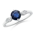thumbnail image 1 of ANGARA Natural Vintage Style Round 1 ct Blue Sapphire Solitaire Ring in 14K White Gold for Women (Size-6mm) | September Birthstone, Anniversary, Jewelry Gift for Women | Natural Blue Sapphire Ring, 1 of 7