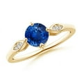 thumbnail image 1 of ANGARA Natural Vintage Style Round 1 ct Blue Sapphire Solitaire Ring in 14K Yellow Gold for Women (Size-6mm) | September Birthstone, Anniversary, Jewelry Gift for Women | Natural Blue Sapphire Ring, 1 of 8