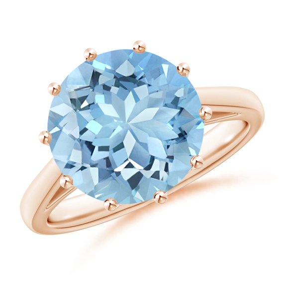ANGARA Natural Vintage Style Round 2.3 ct Aquamarine Solitaire Ring in 14K Rose Gold for Women (Size-9mm) | March Birthstone, Birthday, Anniversary, Jewelry Gift for Women | Natural Aquamarine Ring