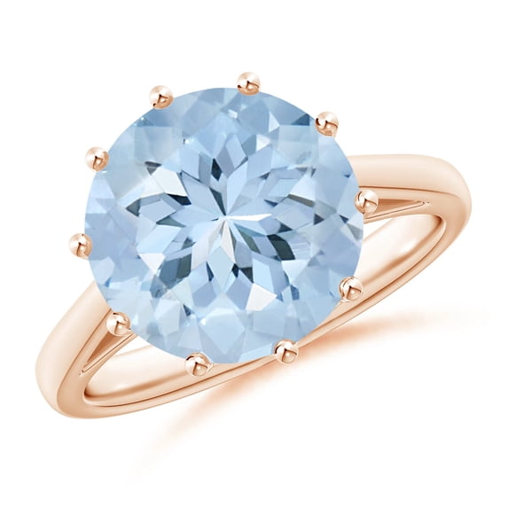 ANGARA Natural Vintage Style Round 2.3 ct Aquamarine Solitaire Ring in 14K Rose Gold for Women (Size-9mm) | March Birthstone, Birthday, Anniversary, Jewelry Gift for Women | Natural Aquamarine Ring