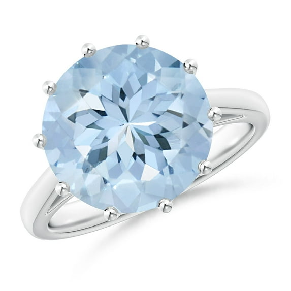 ANGARA Natural Vintage Style Round 3.2 ct Aquamarine Solitaire Ring in 14K White Gold for Women (Size-10mm) | March Birthstone, Birthday, Anniversary, Jewelry Gift for Women | Natural Aquamarine Ring