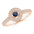 thumbnail image 1 of ANGARA Natural Vintage Style Sapphire Halo Ring with Milgrain Detailing in 14K Rose Gold for Women (Size-3mm) | September Birthstone, Anniversary, Jewelry Gift for Women | Natural Blue Sapphire Ring, 1 of 9