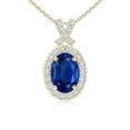 thumbnail image 1 of ANGARA Natural Vintage Style Sapphire Pendant with Diamond Halo in 14K Yellow Gold for Women (Size-7x5mm) | September Birthstone, Anniversary, Jewelry Gift for Women | Natural Blue Sapphire Necklace, 1 of 10