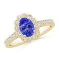 thumbnail image 1 of ANGARA Natural Vintage Style Tanzanite & Diamond Scalloped Halo Ring in 14K Yellow Gold for Women (Size-7x5mm) | December Birthstone, Anniversary, Jewelry Gift for Women | Natural Tanzanite Ring, 1 of 9