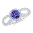 thumbnail image 1 of ANGARA Natural Vintage Style Tanzanite Split Shank Ring with Diamond Halo in 14K White Gold for Women (Size-6mm) | December Birthstone, Anniversary, Jewelry Gift for Women | Natural Tanzanite Ring, 1 of 9