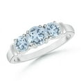 thumbnail image 1 of ANGARA Natural Vintage Style Three Stone Aquamarine Wedding Band in 925 Sterling Silver for Women (Size-5mm) | March Birthstone, Anniversary, Jewelry Gift for Women | Natural Aquamarine Ring, 1 of 9
