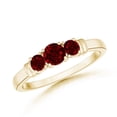 thumbnail image 1 of ANGARA Natural Vintage Style Three Stone Ruby Wedding Band in 14K Yellow Gold for Women (Size-4mm) | July Birthstone, Birthday, Anniversary, Jewelry Gift for Women | Natural Ruby Ring, 1 of 10