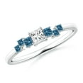 thumbnail image 1 of ANGARA Natural White & Blue Diamond Half Eternity Ring in 14K White Gold for Women (Size-3.1mm| Color-H| Clarity-SI2) | April Birthstone, Anniversary, Jewelry Gift for Women | Natural Diamond Ring, 1 of 11