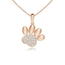 ANGARA Natural pave-Set Diamond Paw Print Pendant in 14K Rose Gold for Women (Size-1.1mm| Color-G| Clarity-VS2) | April Birthstone, Anniversary, Jewelry Gift for Women | Natural Diamond Necklace