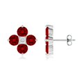 ANGARA Nature Inspired Lab Grown 3.68 Ct Ruby & Diamond Flower Stud