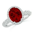 thumbnail image 1 of ANGARA Oval Lab Grown 3.3 Ct Ruby Halo Twisted Rope Shank Engagement Ring for Women in 14K White Gold (Size-10x8mm) | July Birthstone, Anniversary, Jewelry Gift for Women | Lab-Grown Ruby Ring, 1 of 7